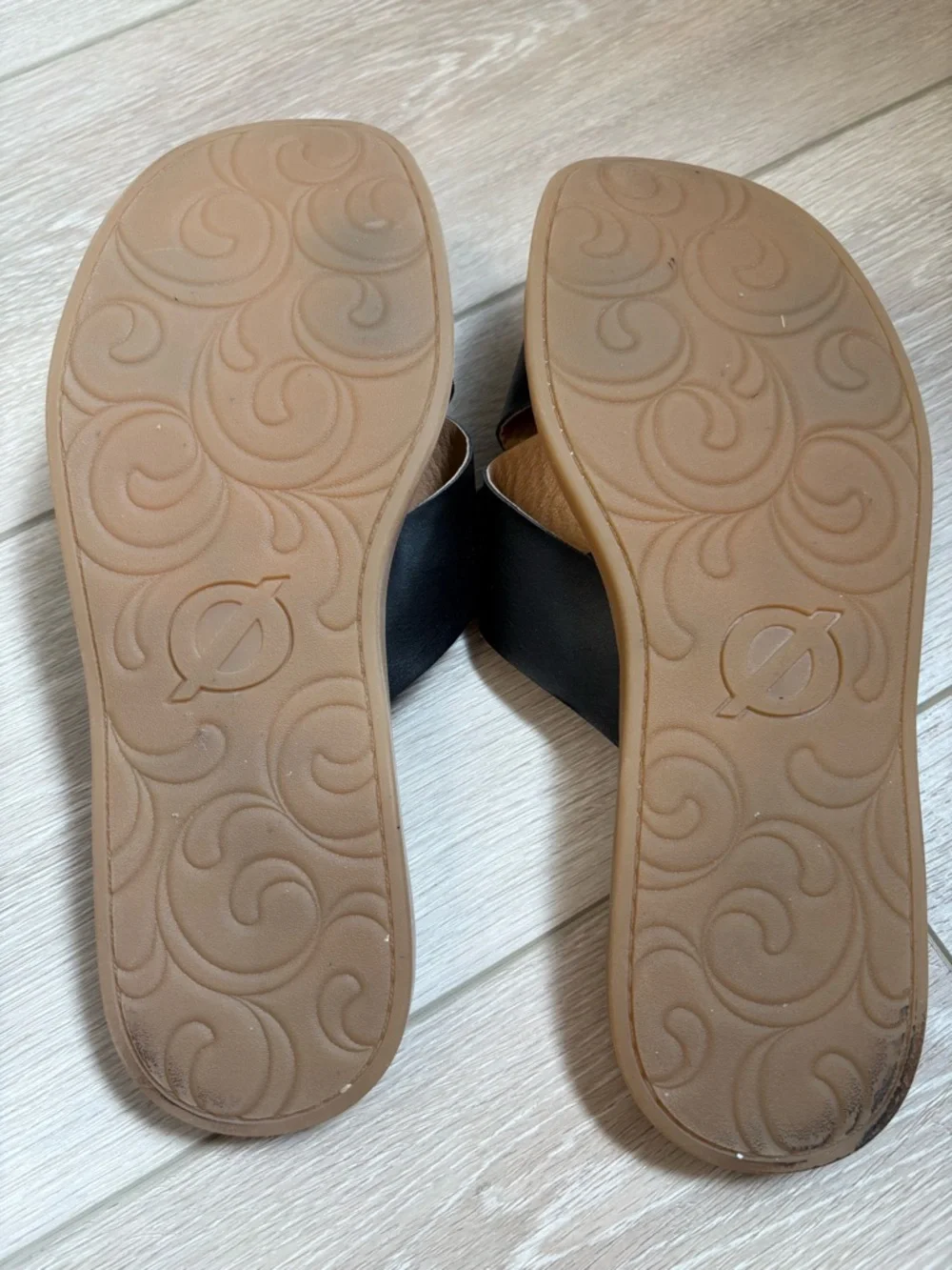 b.o.c. Black Floral Slide Mules with Tan Footbed - Picture 3 of 5